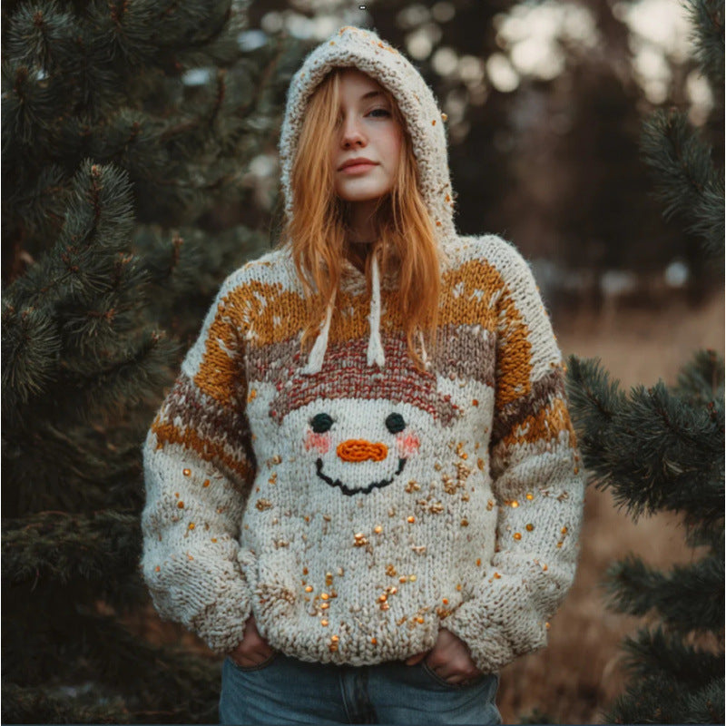 Pull à Capuche Bonhomme de Neige Joyeux