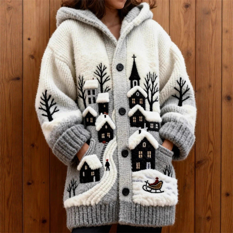 Cardigan de Noël Cottage Anglais