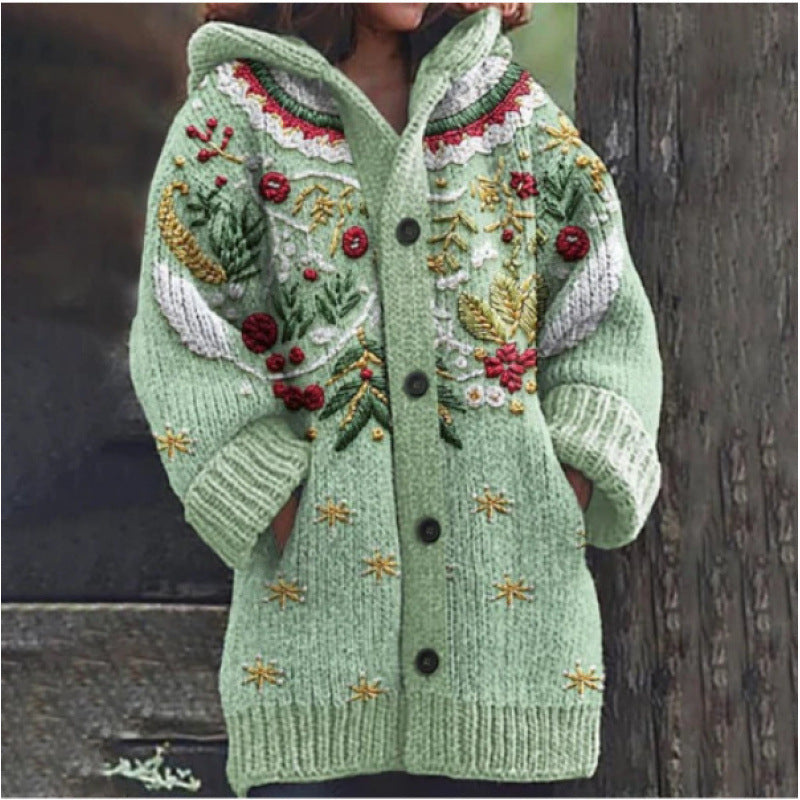 Cardigan Folk Floral Vintage