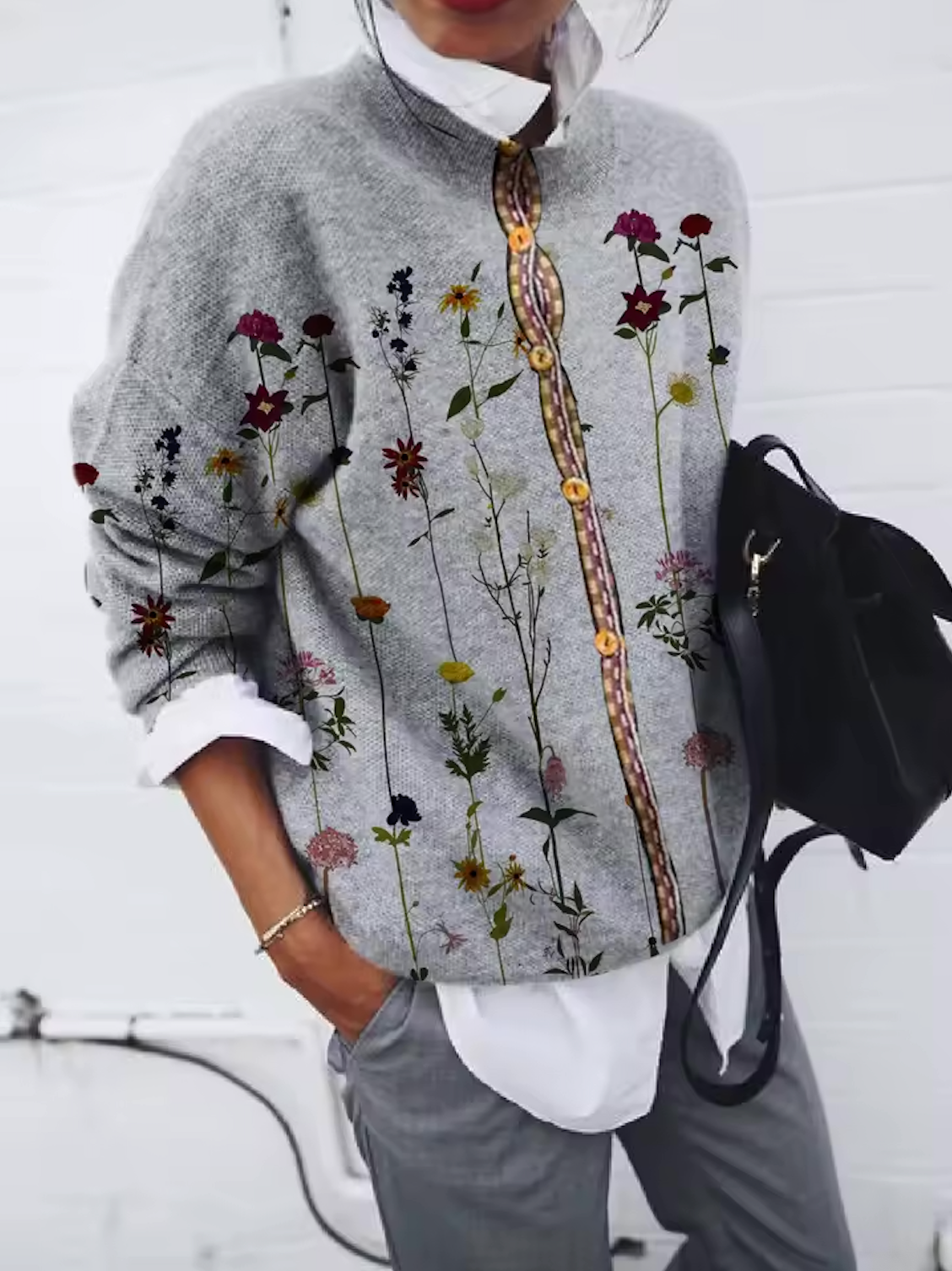 Pull Tiges de Fleurs Sauvages
